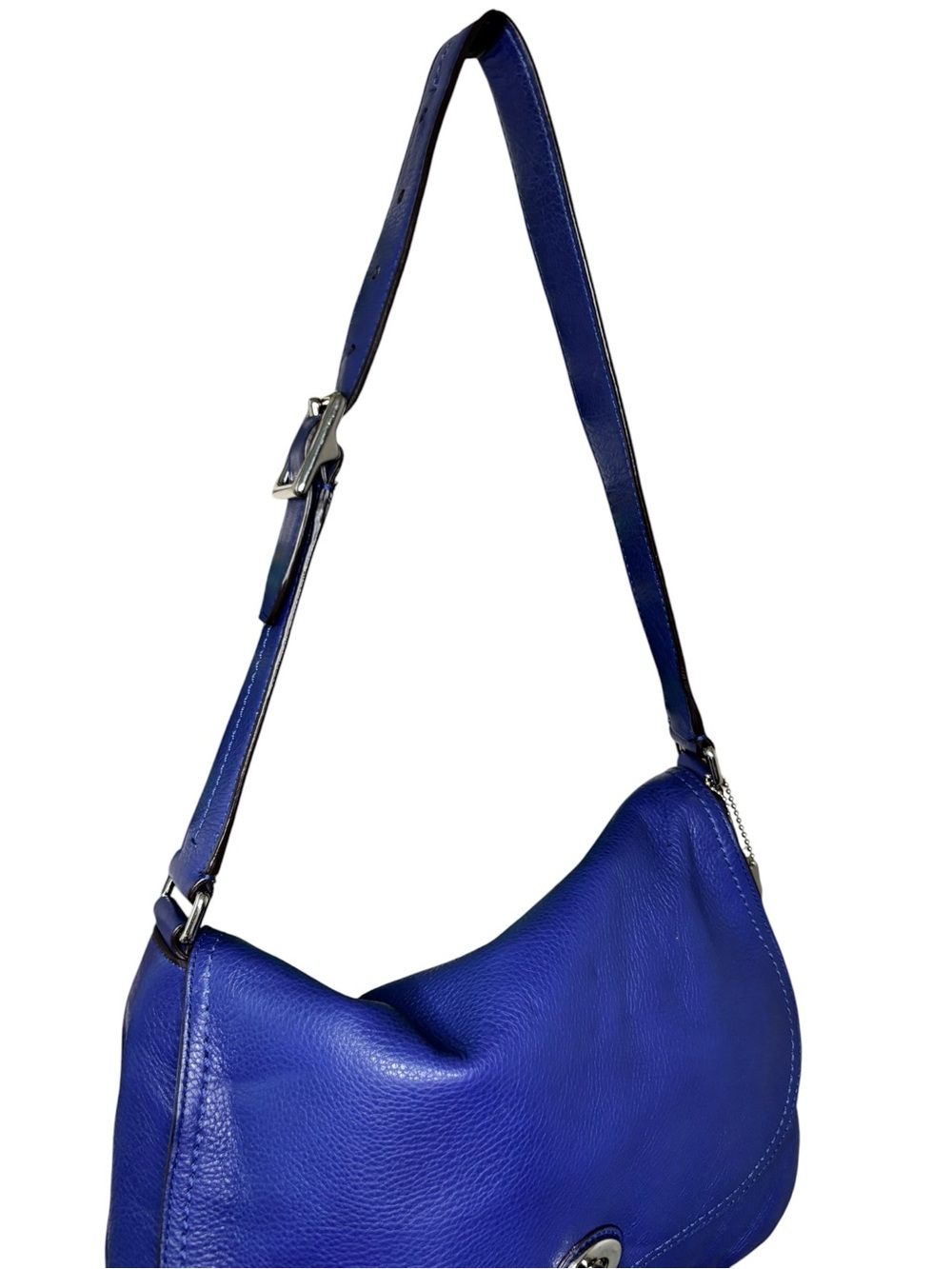 Coach Royal Blue Leather Turnlock Shoulder Bag - Picture 9 of 10